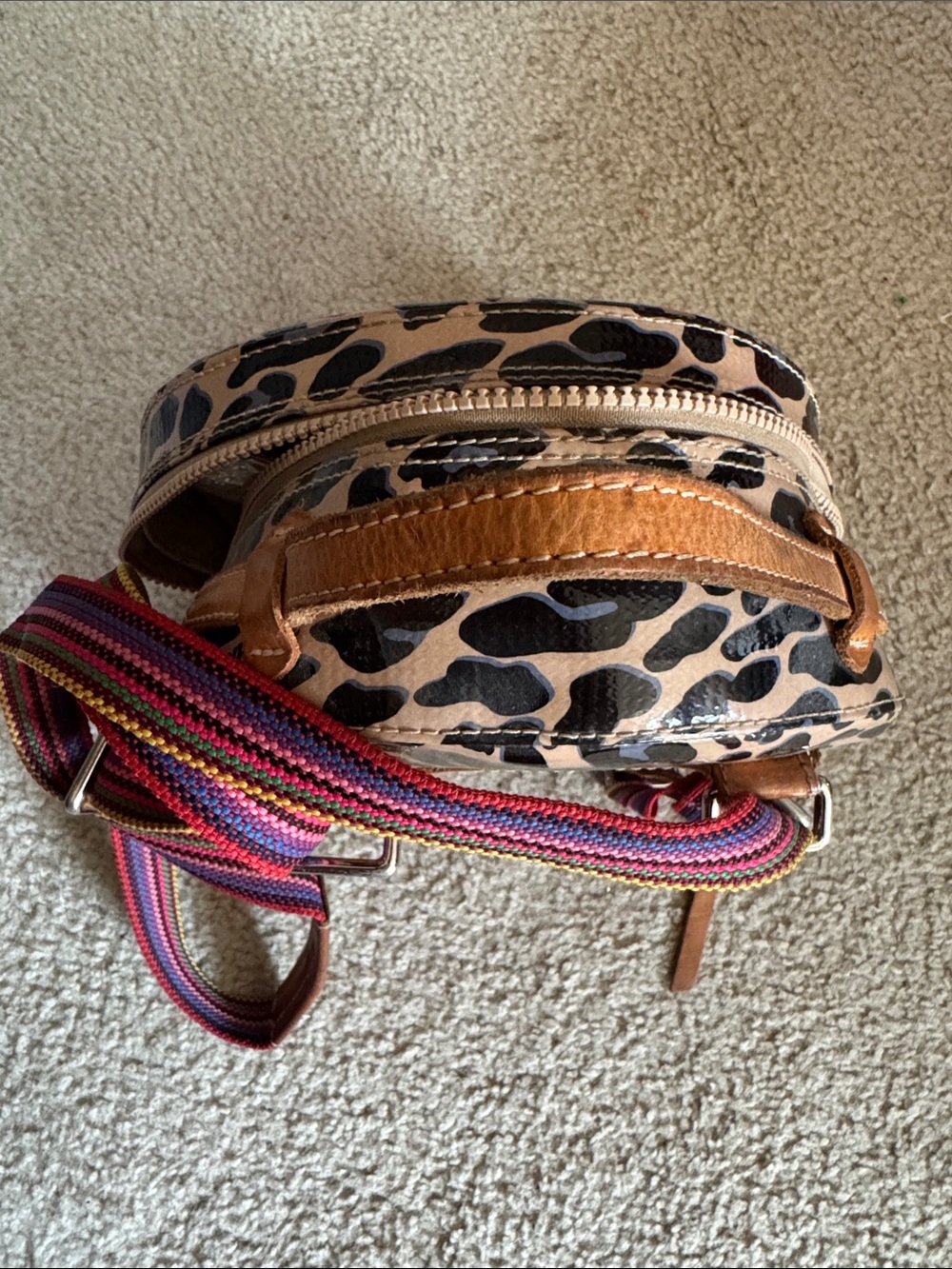Consuela Blue Jag Print Mini Backpack in Tan and Black - Picture 5 of 10